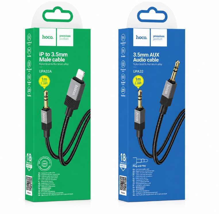 HOCO Premium Audio Cable – AUX to AUX & AUX to Lightning