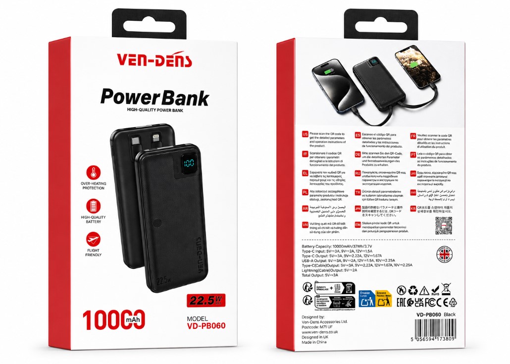VEN-DENS 10000mAh  Power Bank (VD-PB060)