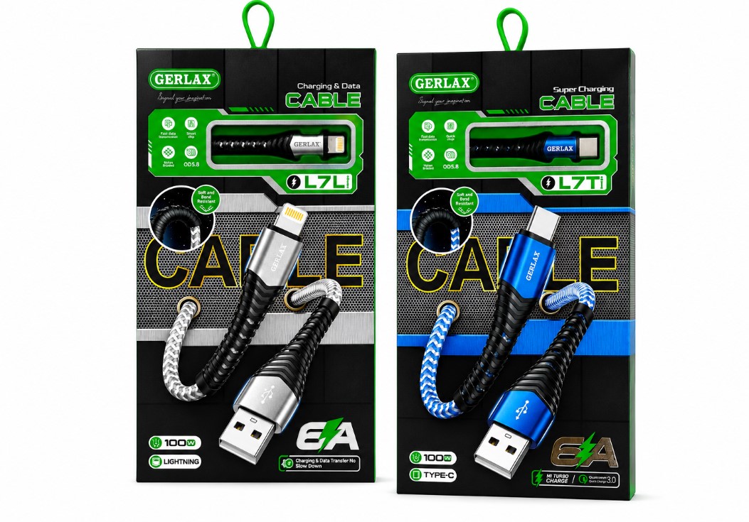 GERLAX  L7T Braided Cables – USB to Lightning & USB to  Type-C