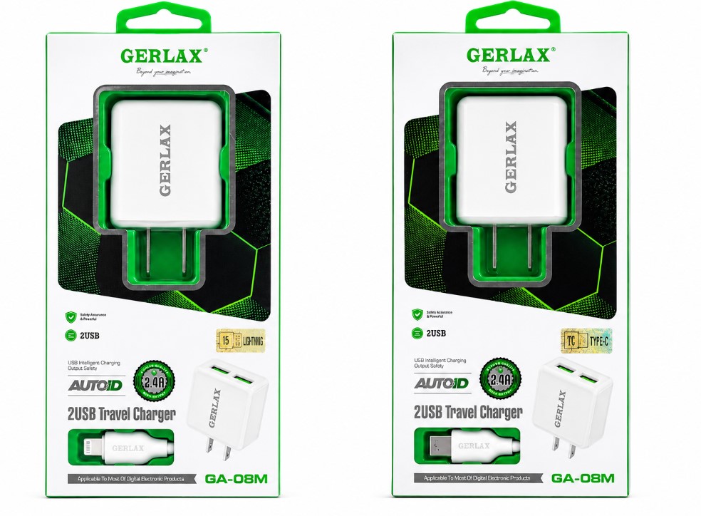 GERLAX GA08M USB Travel Charger with Cable