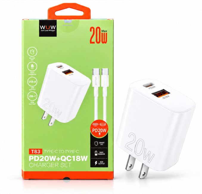 WUW T83 20W TYPE C CHARGER SET