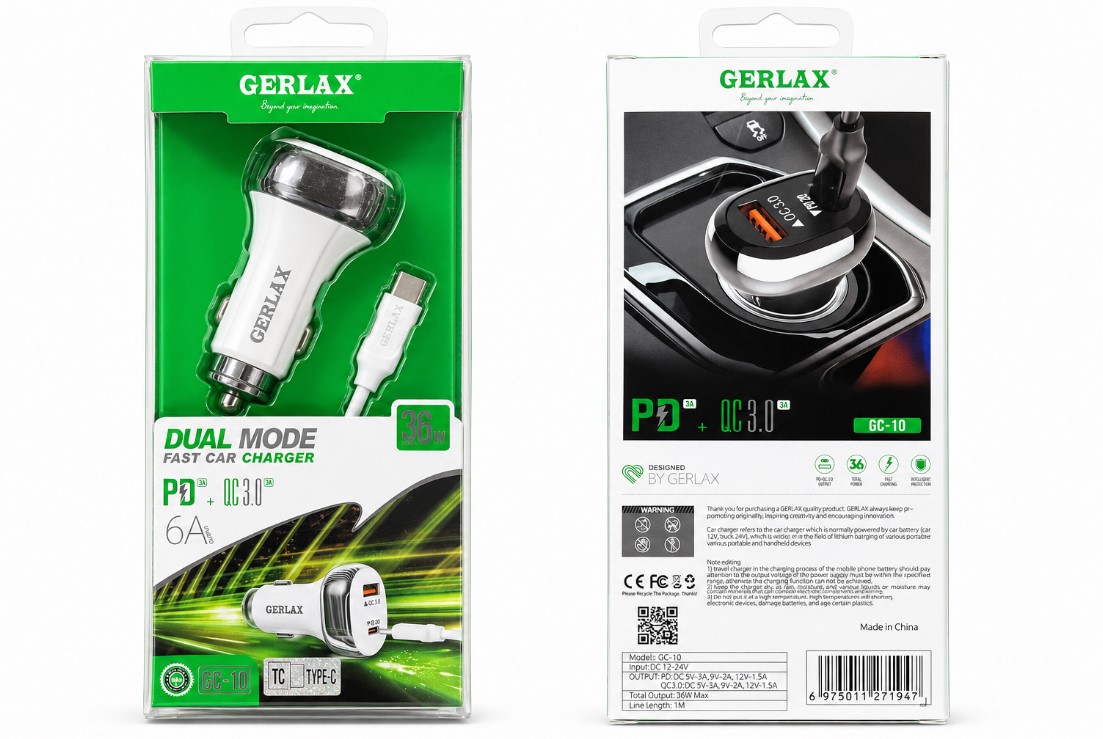 Gerlax GC10 Car Charger Set C to C