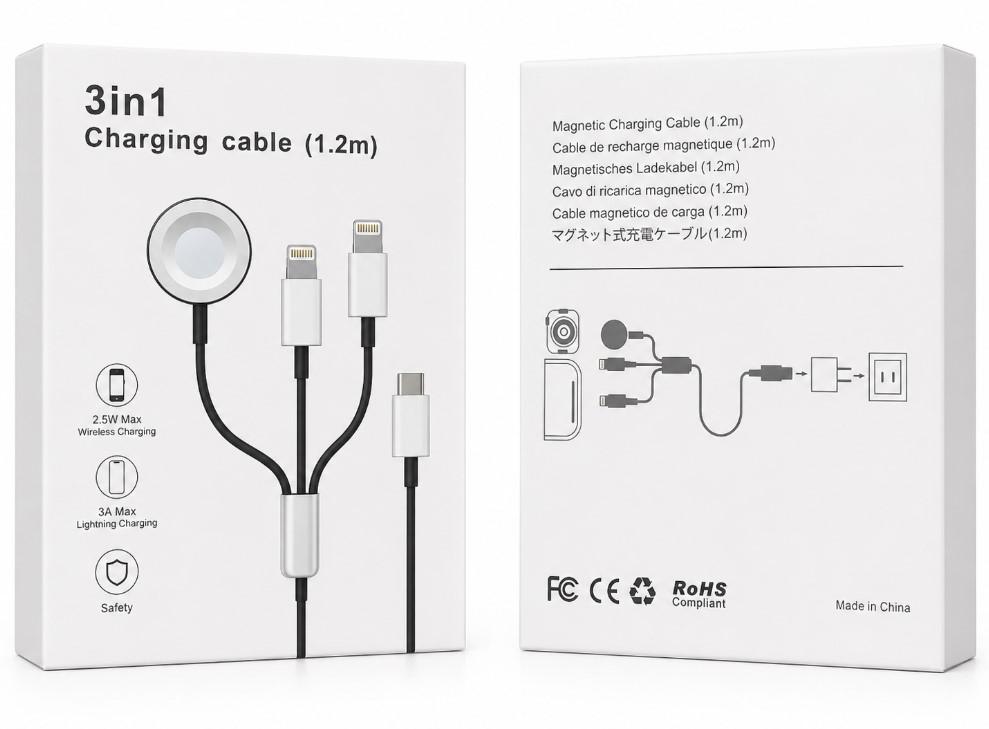 3-in-1 Type-C, Lightning & Watch Charging Cable