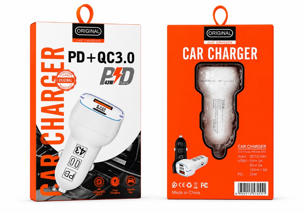 43W PD Dual Port Fast Car Charger
