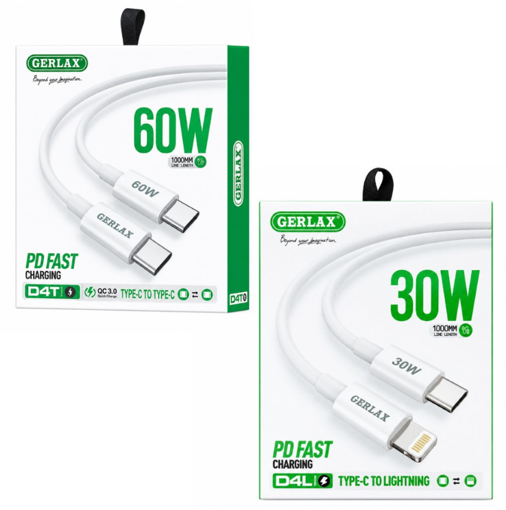 GERLAX D4T Type-C to Type-C & Type-C to Lightening Cable