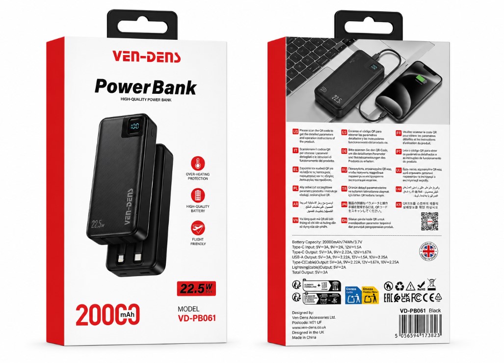 VEN-DENS 20000mAh Power Bank (VD-PB061)